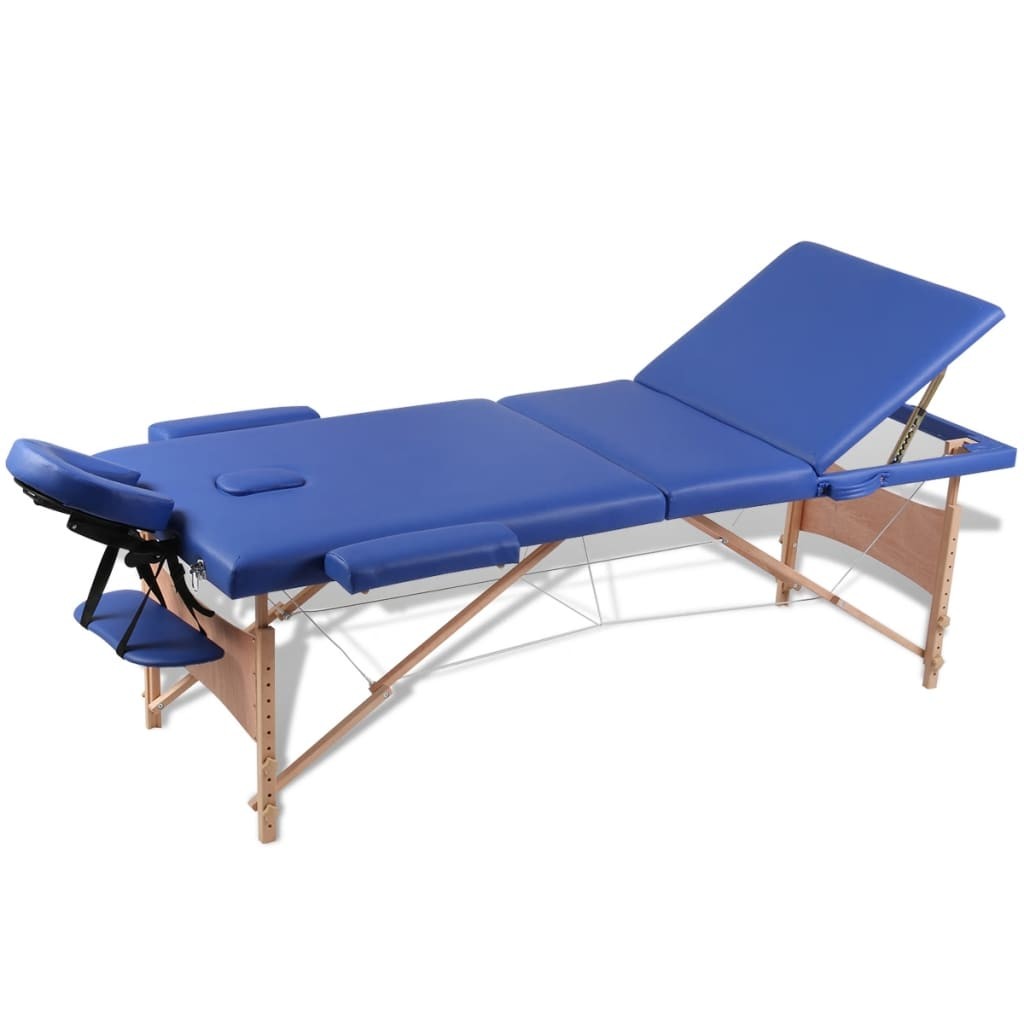 Massagetisch 3 Zonen Holzgestell Massageliege Massagebank Therapie Liege vidaXL