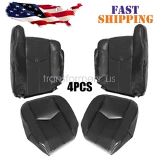 Driver + Passenger Leather Seat Cover Dark Gray Fits 2003-2006 Silverado Sierra