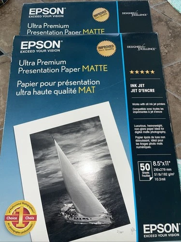 100 Sheets Epson Ultra Premium Presentation Paper Matte, 8.5" x 11" 51# Ink Jet