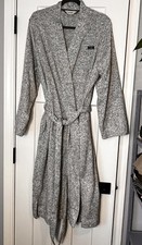 L.L.Bean Belted Sweater Robe Mens M Gray Pockets Logo Heavyweight