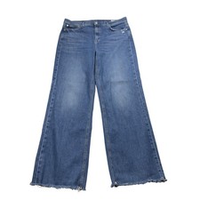AYR The Secret Sauce Jeans Distressed Blue Relaxed Leg Raw Hem Minimalist 33