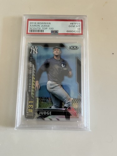 Bowman 2016 Aaron Judge #BTP31 Scouts' Top 100 RC Insert PSA 10 Yankees
