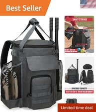 Charcoal Baseball Bucket Bag with Multiple Storage Pockets for Gear Organization