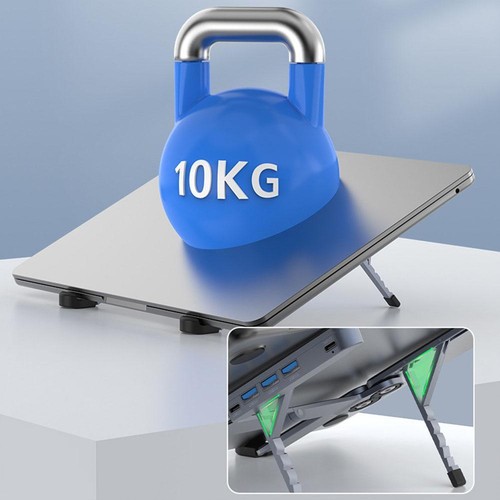 Laptop Stand with USB HUB and Aluminum Alloy Elevated Bracket GXU C4D4 - Afbeelding 18 van 22