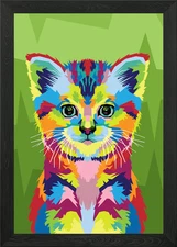 Cute Kitten Pop Art Framed Wall Art Poster Canvas Print Picture