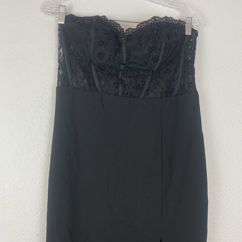 Lulus Dress Womens XL Sultry Persona Maxi Dress Lace Bustier Slit Strapless New - Picture 3 of 9