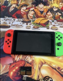 Nintendo Switch Console HAC-001 Neon Red/Green Joycons Dock Bundle Tested