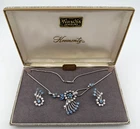 Krementz Jewelry Lot Costume Necklace & Screw Back Earrings Vintage w/ Box