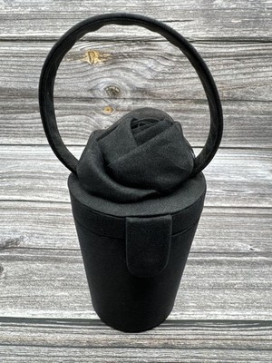Vintage Y2K Enzo Angiolini Cylinder Black Flower Pot Hand Bag Rare Boho Chic