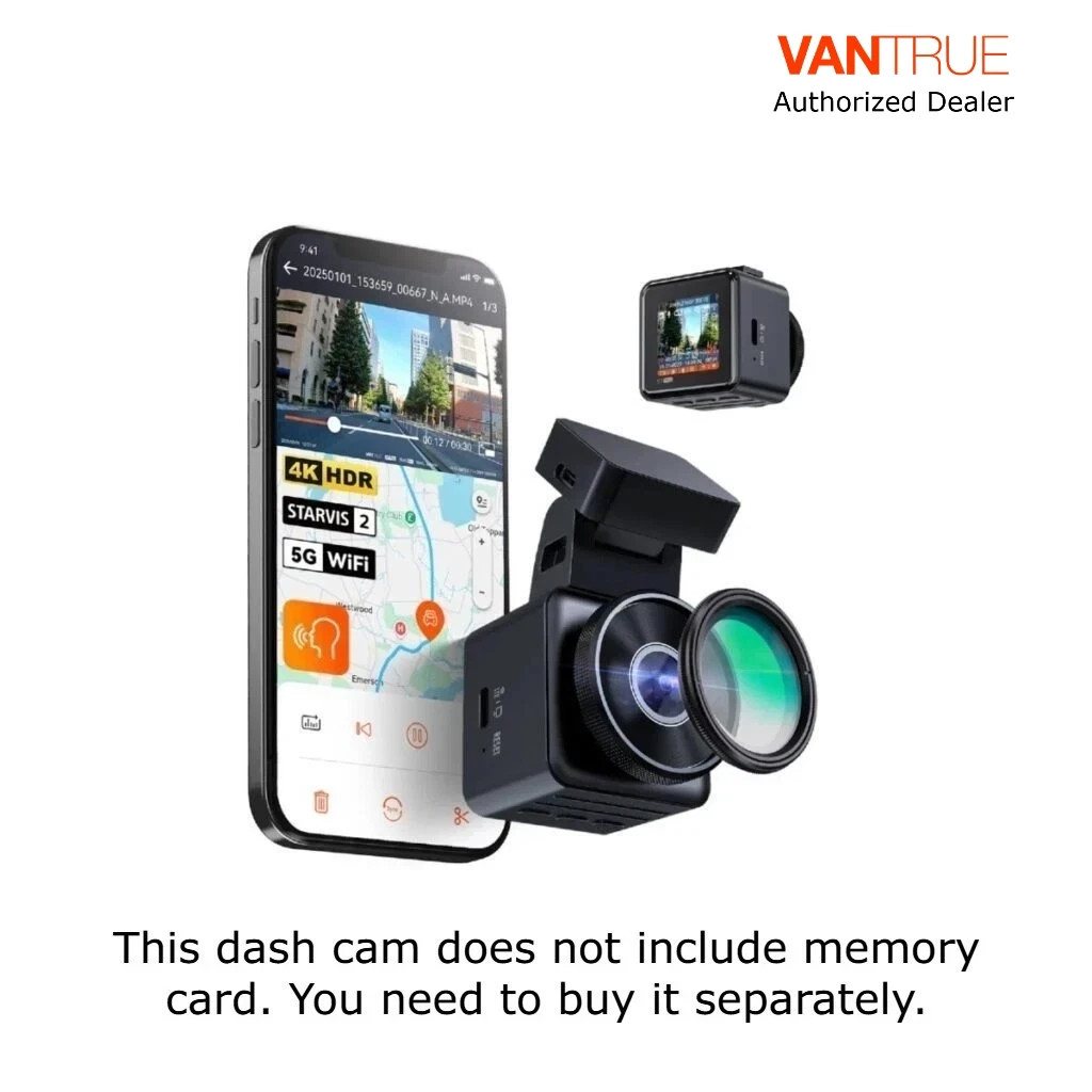 Vantrue E1 Pro 4K Mini Front Dash Cam, Sony STARVIS 2, PlatePix