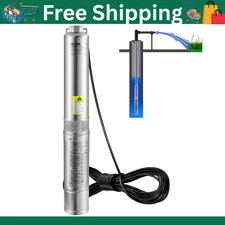 Deep Well Submersible Pump Stainless Steel Water Pump 0.5HP 28GPM 167 ft