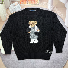 Polo Ralph Lauren Women's Bear Crewneck Sweater Small Boxing Black Limited Bid.