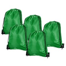 5Pcs 42x34cm Nylon Drawstring Backpack Cinch Storage Sack Sports Bags Green