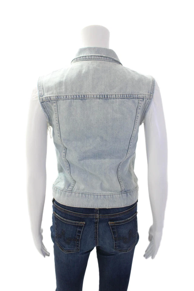 J Brand Womens Cotton Light Wash Button Front Denim Vest Jacket Blue Size XS - Image 3 of 4