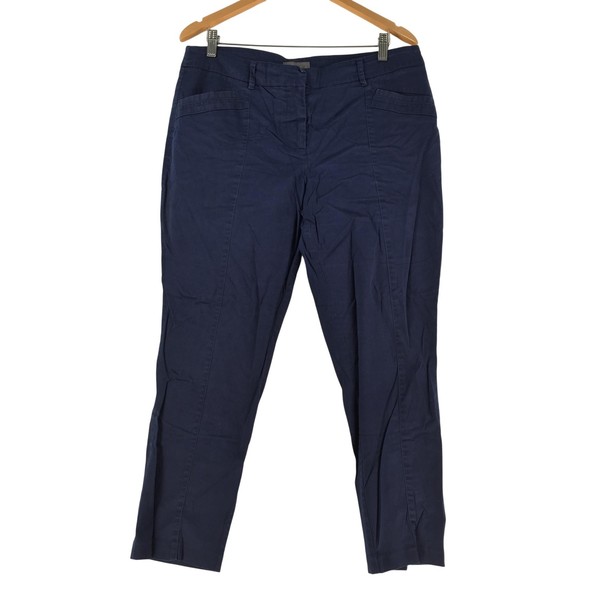 Jacqui E Pants Womens 12 Blue Cotton Stretch Chino Tapered Twill 130278