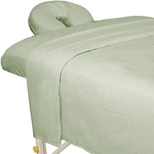 ForPro Premium Flannel 3-Piece Massage Sheet Set, Sage Full,