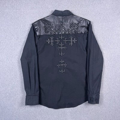 Jaded by Knight Shirt Mens Medium Black Cross Cotton Leather Amiri Designer