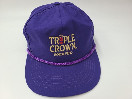 Vintage Triple Crown Horse Feed Rope Strapback Adjustable Hat Cap Racing Purple