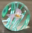 Fratelli Toso Murano Pink Fish in Seaweed Handblown Paperweight Glass Aquarium