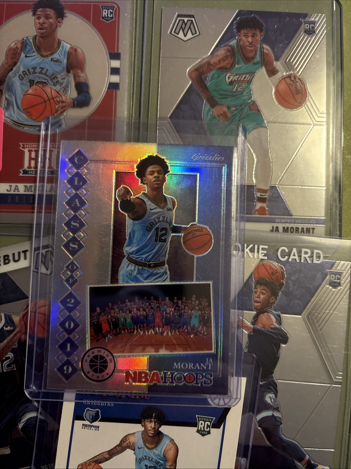 6 JA MORANT Rookie RC 2019-20 Silver Holo Hoops Class of '19 & Mosaic 219 Var +4