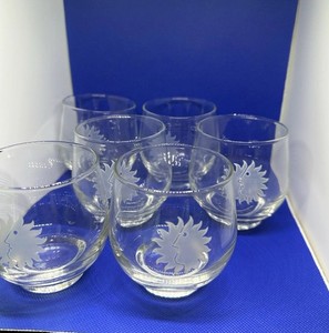 National Airlines - Set Of 6 Rocks Glasses With Sun King Logo (Great Condition!)