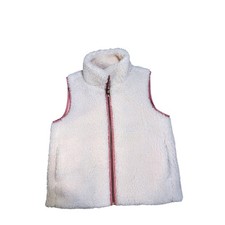Crewcuts White Sherpa Vest Pink Trim Full Zip Kids Size M