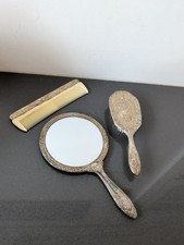 3 Piece Silver Plated Brush, Comb and Handheld Mirror M82