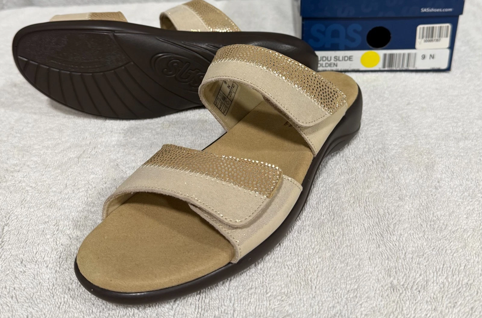 SAS Nudu Slide Golden 9 Narrow Women's Sandal New In Box Save Big