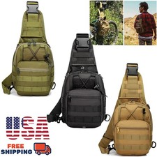 Mens Tactical Molle Backpack Sling Shoulder Bag Travel Chest Pack Outdoor Hiking