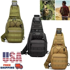 Mens Tactical Molle Backpack Sling Shoulder Bag Travel Chest Pack Outdoor Hiking