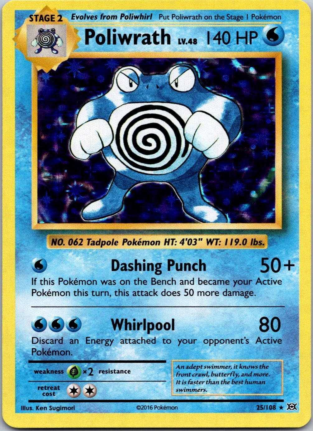 Poliwrath - 25/108 - Pokemon Evolutions XY Holo Rare Card NM