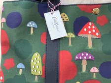 Cath Kidsto bag large tote green 100% coated cotton mushrooms toadstools RETRO