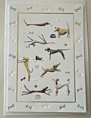 QUIRE MAC CLASSIC HAPPY BIRTHDAY GREETING CARD DOGS PUPPIES EMBOSSED