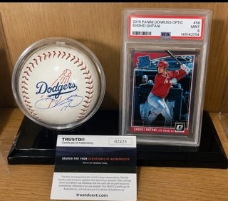 Shohei Ohtani Autographed Baseball SIGNED w Coa LA DODGERS Rookie card psa 9