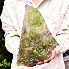 7.45LB Natural green cubic fluorite - quartz crystal mineral specimen