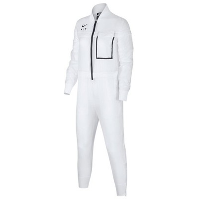 Nike Sportswear Air Jumpsuit Women Sz S Sheer White Nylon Front Zip Up