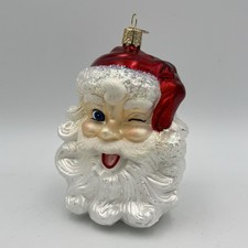 Old World Christmas Winking Santa Mercury Glass Ornament   4" Painted - 40114