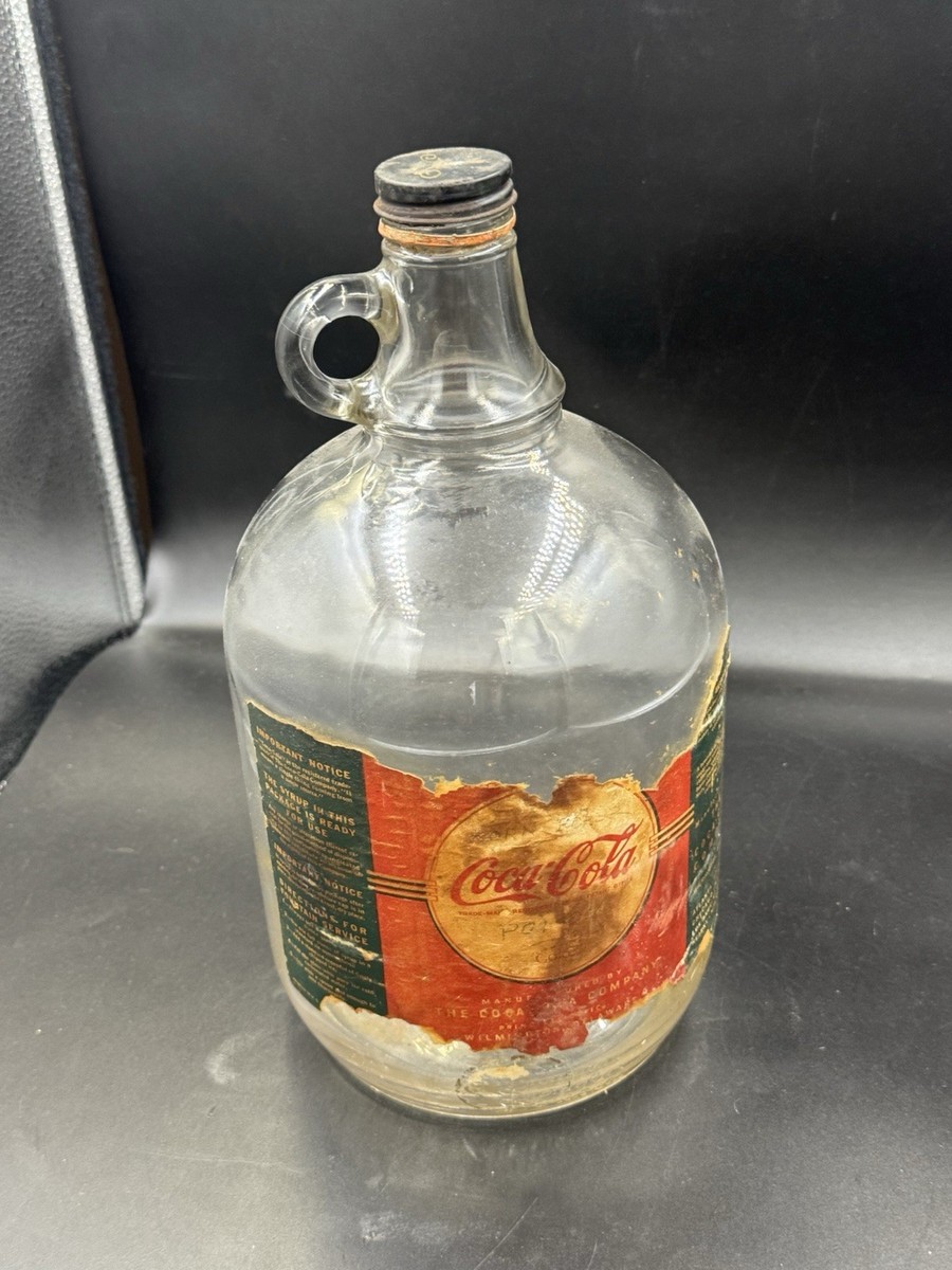 VINTAGE COCA COLA COKE ONE GALLON SODA FOUNTAIN SYRUP GLASS JUG