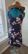VINTAGE TOMMY BAHAMA BLACK FLORAL TANK DRESS 100 SILK WOMEN SIZE 2 TROPICAL