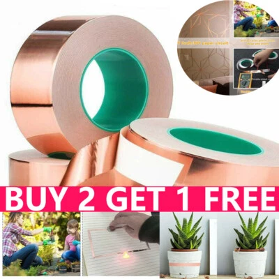 U-1STCHOICE 25M Adhesive Copper Slug Tape Snail Barrier conductive Repellent Guitar EMI