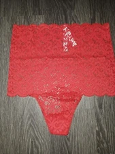 NEW VS  athena Lace high waist thong Size medium lipstick red 