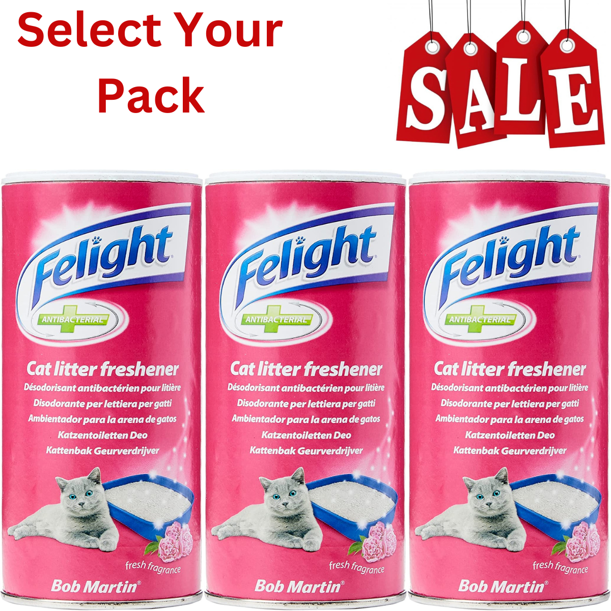 Felight Antibacterial Cat Litter Freshener Powder 300ml NEW Pack of 1