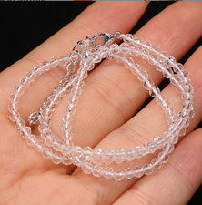 Long 16"-36" 3mm Faceted White Spinel Round Gemstone Beads Necklace AAA