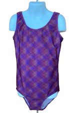 Danskin Girls Dance Gymnastics Purple Spiral Leotard Size Large 12/14 