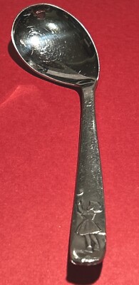 Vintage Baby Spoon Auerhahn-Ultrasil 18/8 Germany Girl Reaching For Moon RARE