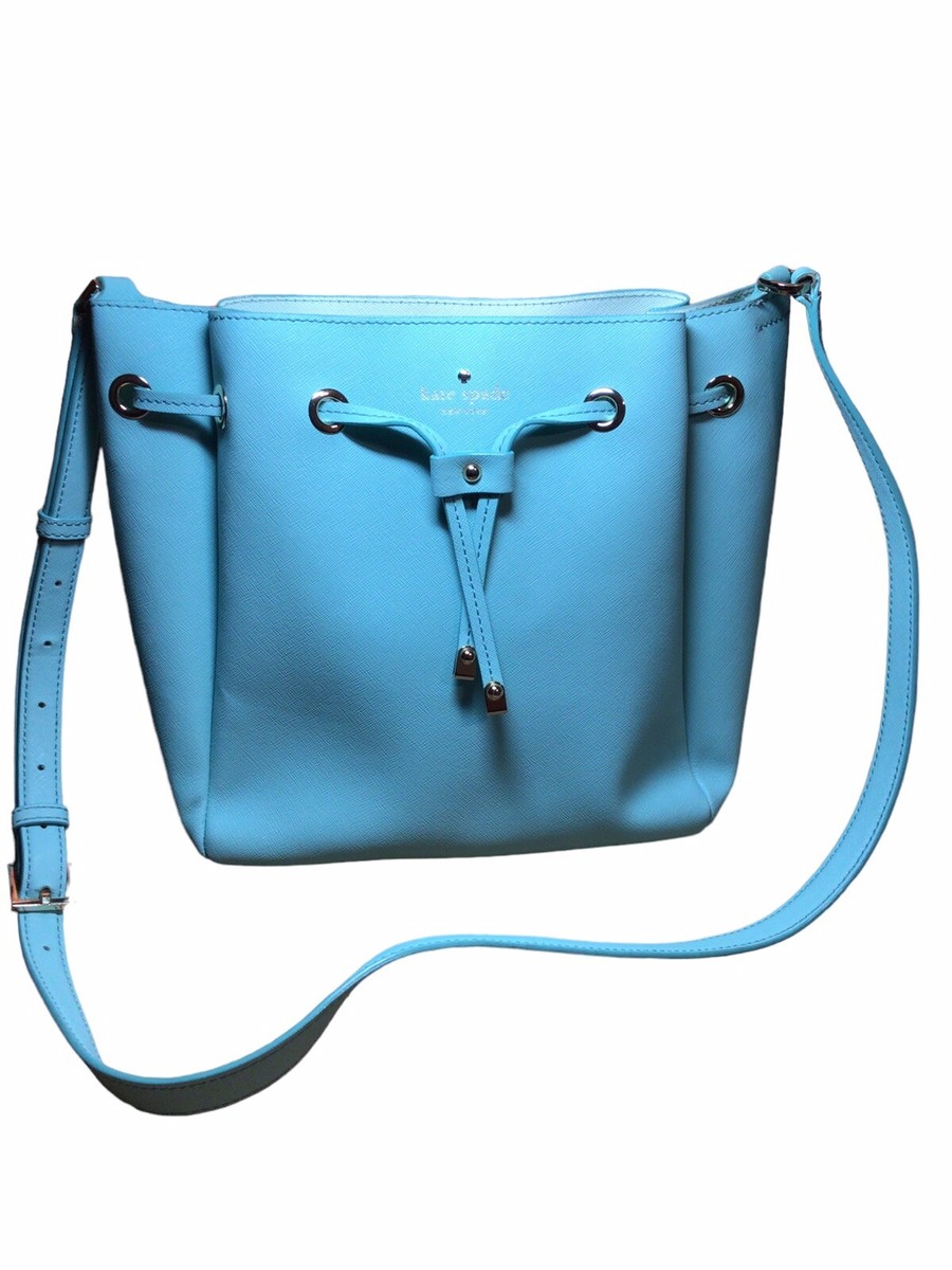 Kate Spade Aqua Turquoise Drawstring Bag Goldtone Hardware  display picture 2
