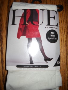 Brand-New-HUE-CONTROL-opaque-tights-size-2-with-Lycra-3D-Ivory-CONTROL-TOP