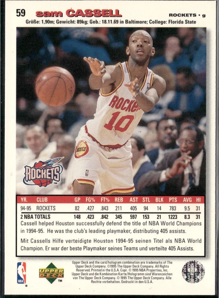 1995-96 Collector's Choice Spanish I #59 Sam Cassell - Image 2 of 2