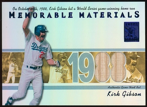 2002 Topps Tribute Memorable Materials Season (Blue) Kirk Gibson Bat #33/88