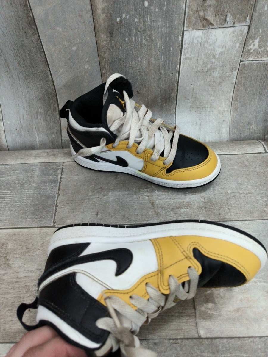 靴 NIKE AIR JORDAN 1 MID Yellow Black Nike Air Jordan 1 Mid Yellow & Black Child Size 12C Shoes DQ8426